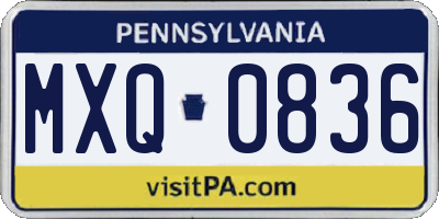 PA license plate MXQ0836