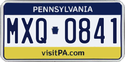 PA license plate MXQ0841