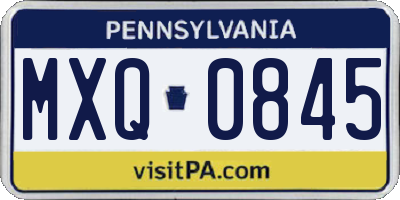 PA license plate MXQ0845