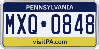 PA license plate MXQ0848