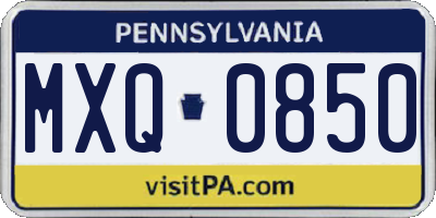 PA license plate MXQ0850