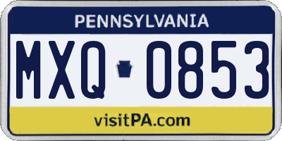 PA license plate MXQ0853