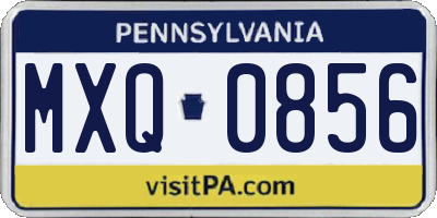 PA license plate MXQ0856