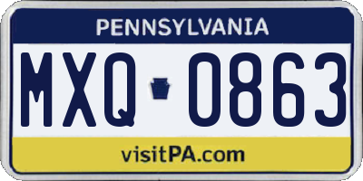 PA license plate MXQ0863