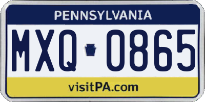 PA license plate MXQ0865