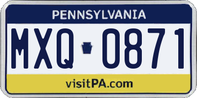 PA license plate MXQ0871
