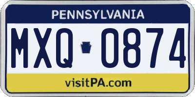 PA license plate MXQ0874