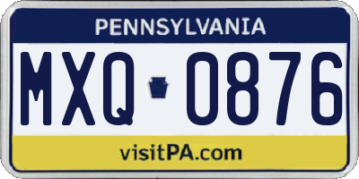 PA license plate MXQ0876