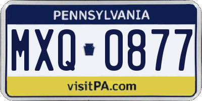 PA license plate MXQ0877