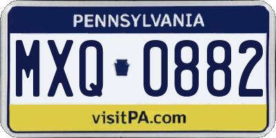 PA license plate MXQ0882