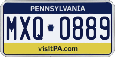 PA license plate MXQ0889