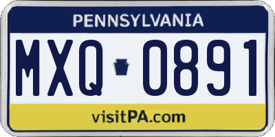 PA license plate MXQ0891