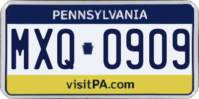 PA license plate MXQ0909