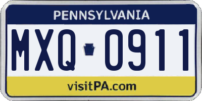 PA license plate MXQ0911
