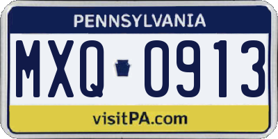 PA license plate MXQ0913