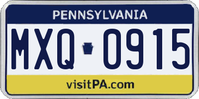 PA license plate MXQ0915