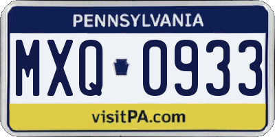 PA license plate MXQ0933