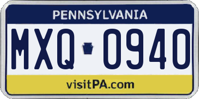 PA license plate MXQ0940