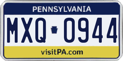 PA license plate MXQ0944