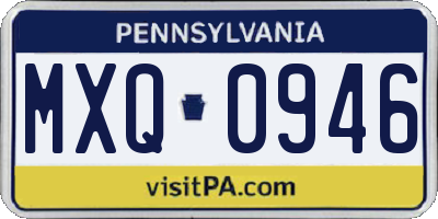 PA license plate MXQ0946