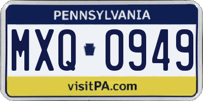 PA license plate MXQ0949