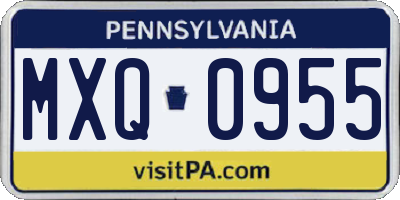 PA license plate MXQ0955