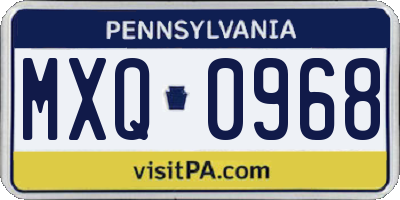 PA license plate MXQ0968