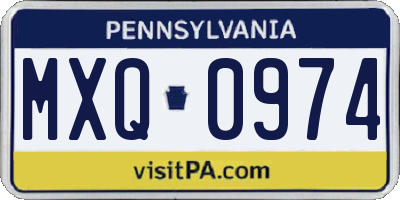 PA license plate MXQ0974