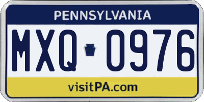 PA license plate MXQ0976