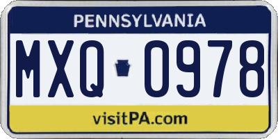 PA license plate MXQ0978