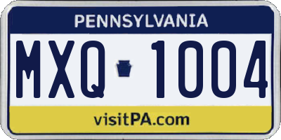 PA license plate MXQ1004