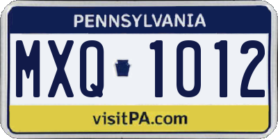 PA license plate MXQ1012