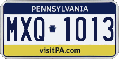PA license plate MXQ1013