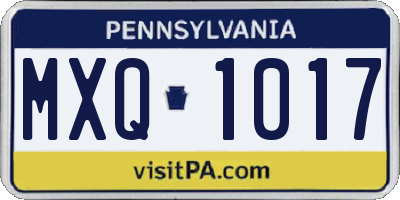 PA license plate MXQ1017