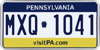 PA license plate MXQ1041