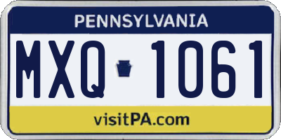 PA license plate MXQ1061