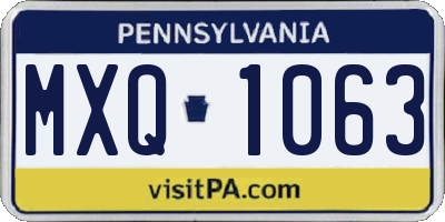 PA license plate MXQ1063