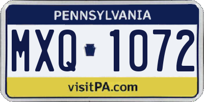 PA license plate MXQ1072