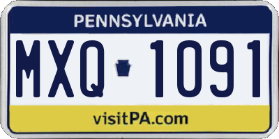 PA license plate MXQ1091