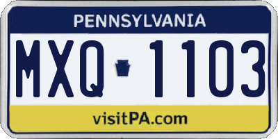 PA license plate MXQ1103