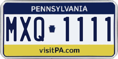 PA license plate MXQ1111