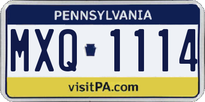 PA license plate MXQ1114