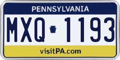 PA license plate MXQ1193