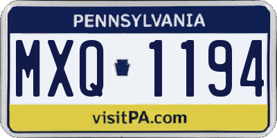 PA license plate MXQ1194