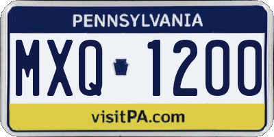 PA license plate MXQ1200