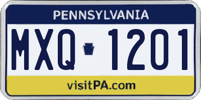 PA license plate MXQ1201
