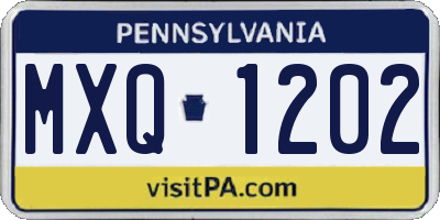 PA license plate MXQ1202