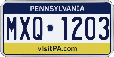 PA license plate MXQ1203