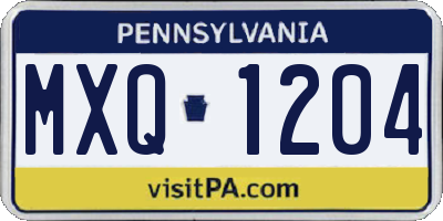 PA license plate MXQ1204