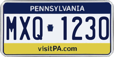 PA license plate MXQ1230